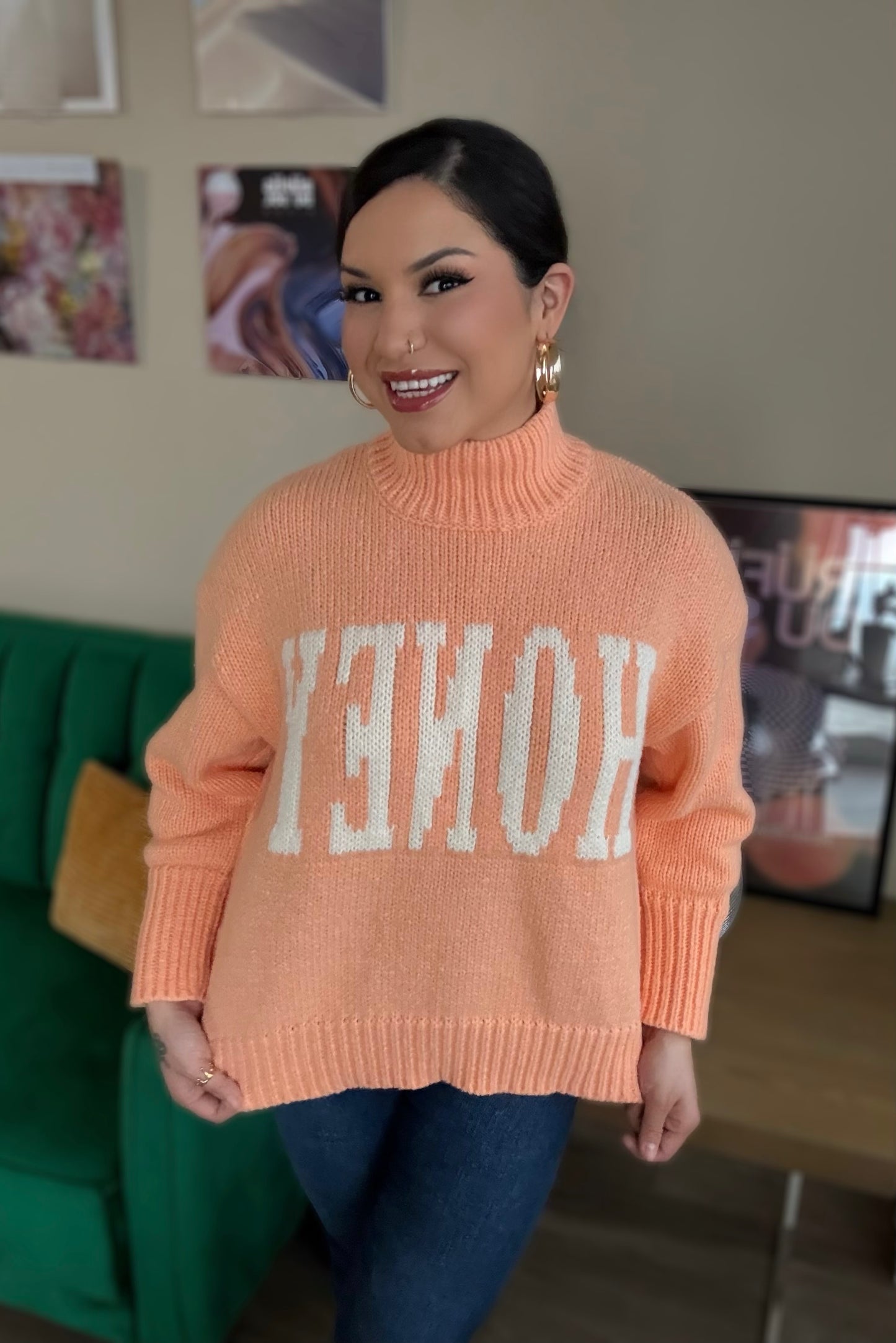 Tangerine Colored, Honey Sweater, Le Lis