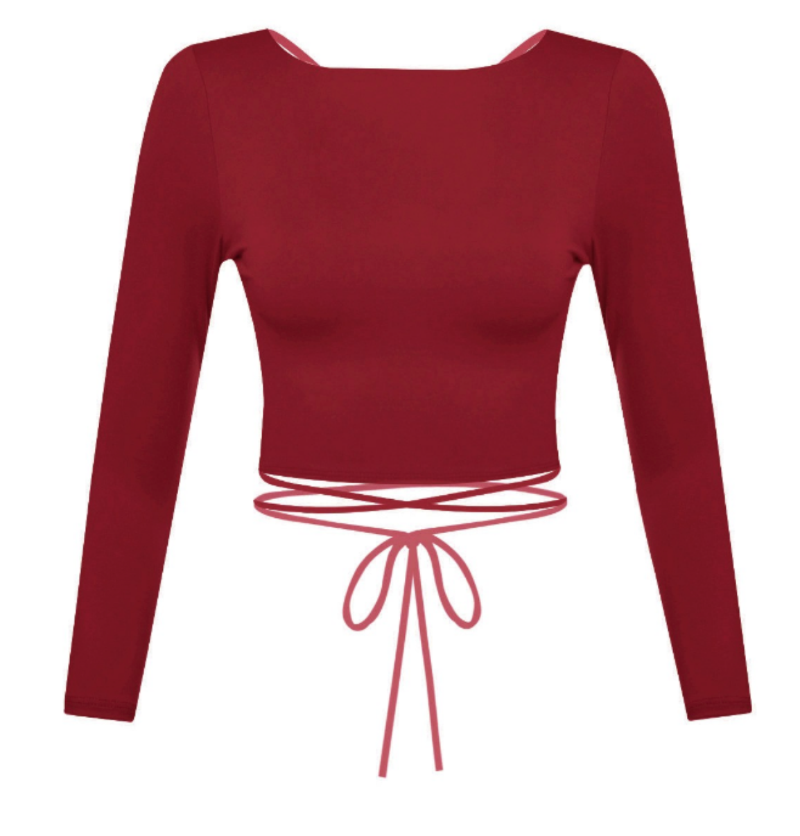 Show off some skin in this burgundy crop top! It features cross back detailing with a wrap tie. Material: 96% POLYESTER 4% SPANDEX Made in the USA
