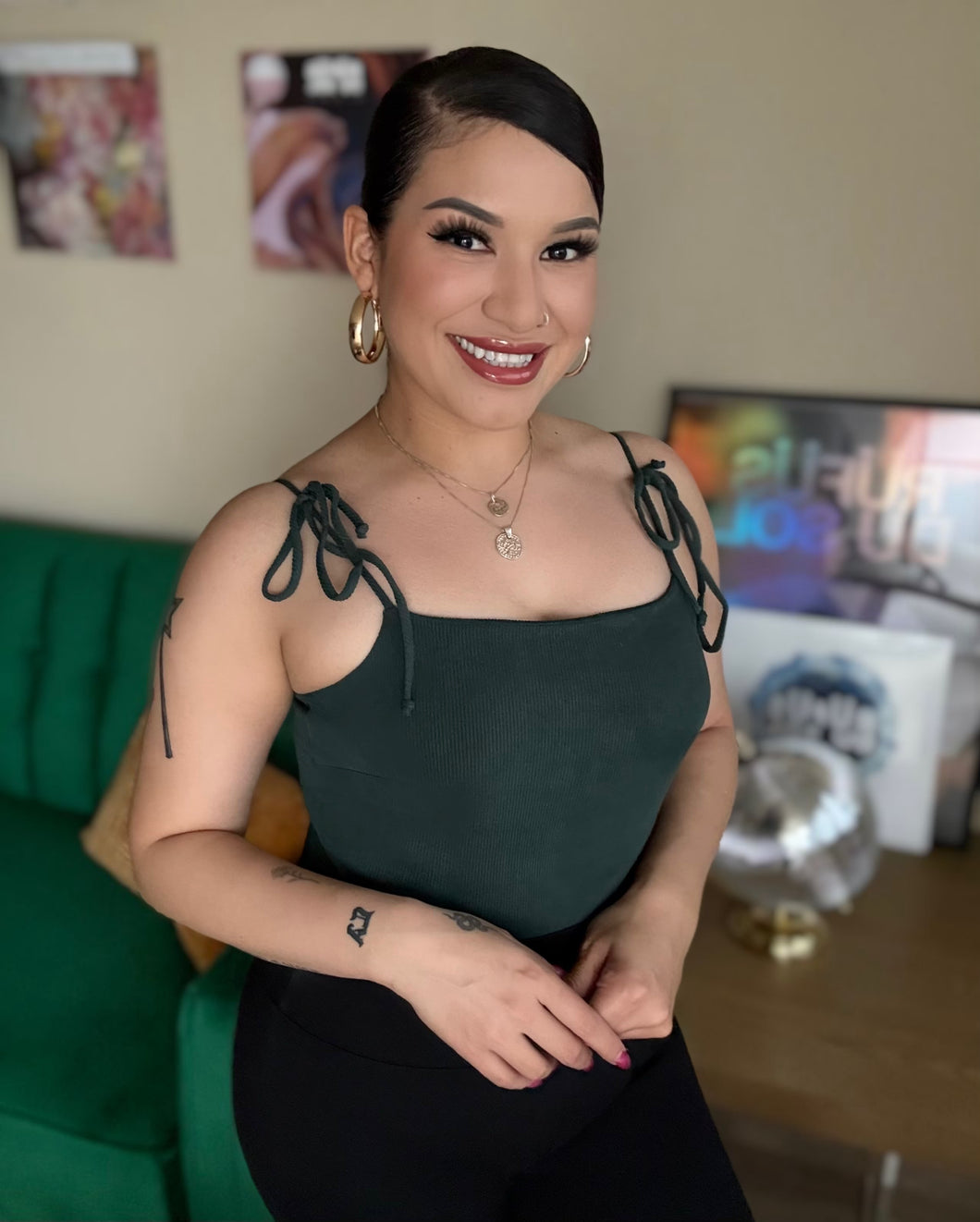 Green Corduroy Bodysuit