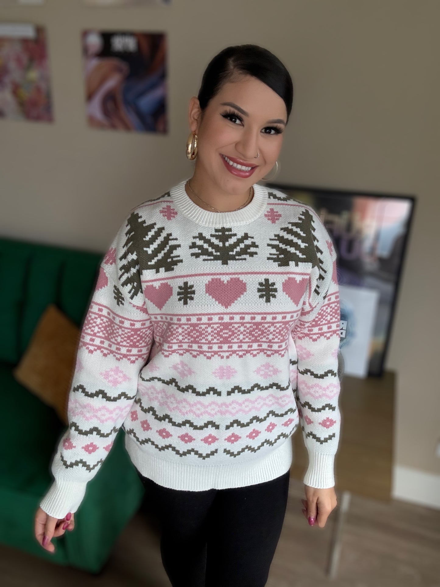 Oversized Pink Holiday Sweater