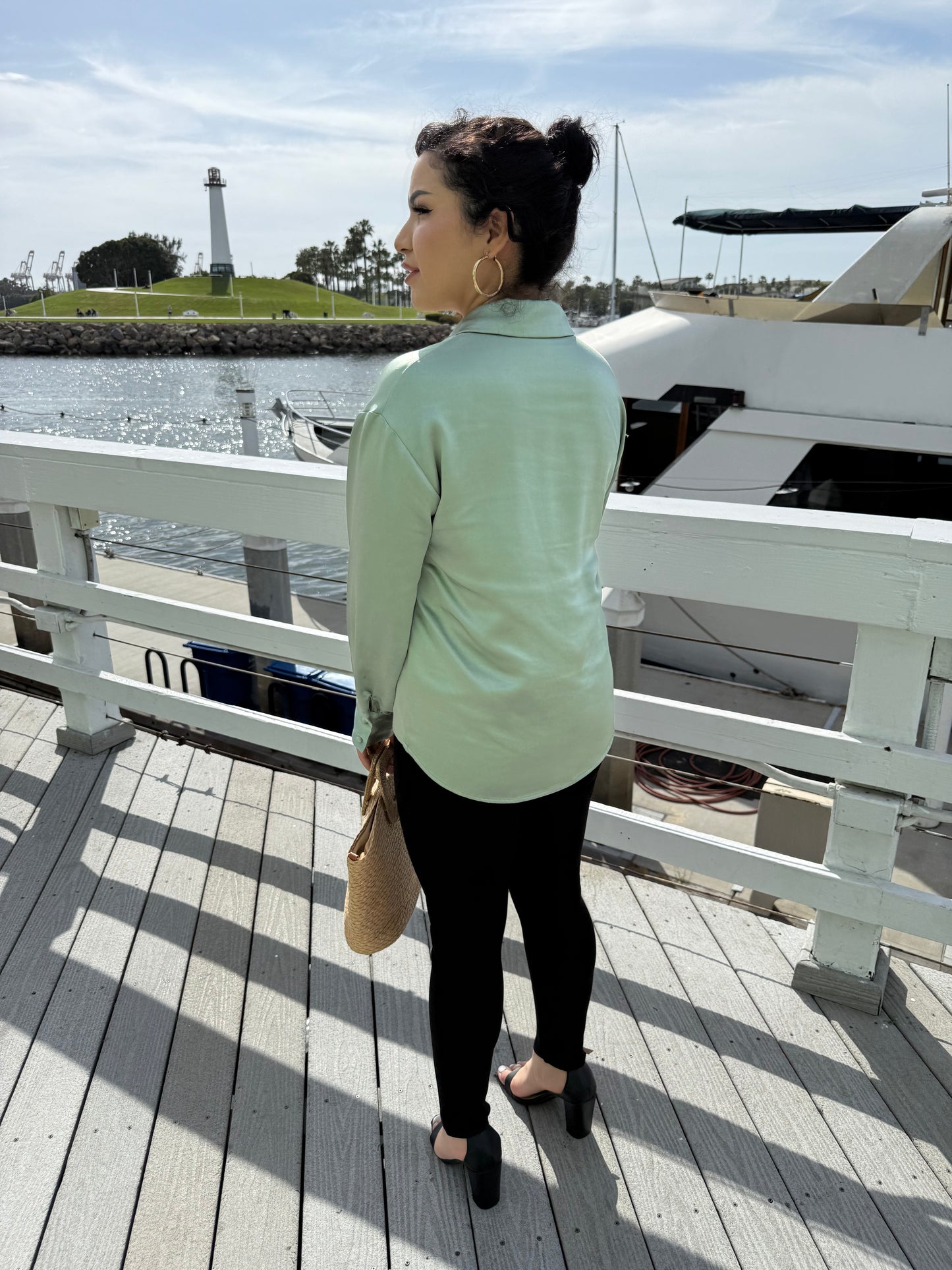 Sultry Sage Open Front Blouse