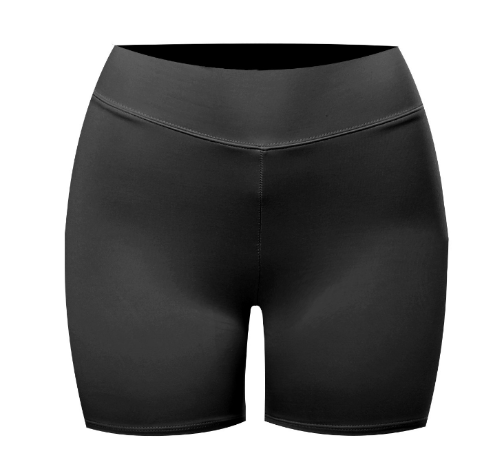 High waisted biker shorts made with soft material and are double-layered.