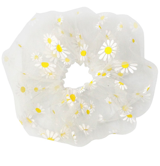 Flower Mesh Scrunchie