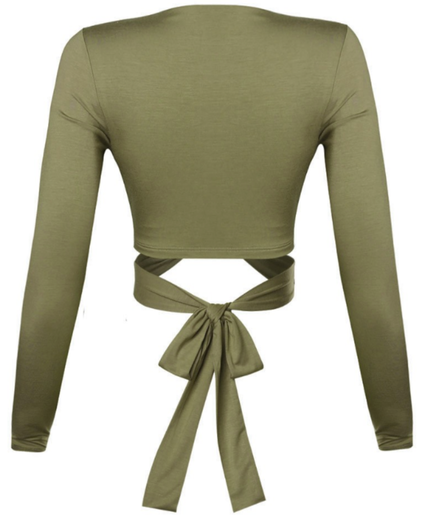 Our casually cute versatile crop top in olive can be worn in different ways by adjusting the straps.   92% Modal / 8% spandex Made in the US