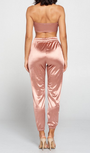 Are you ready to look stunning in this rose gold sultry satin set?   92% Polyester, 8% Spandex Made in the US