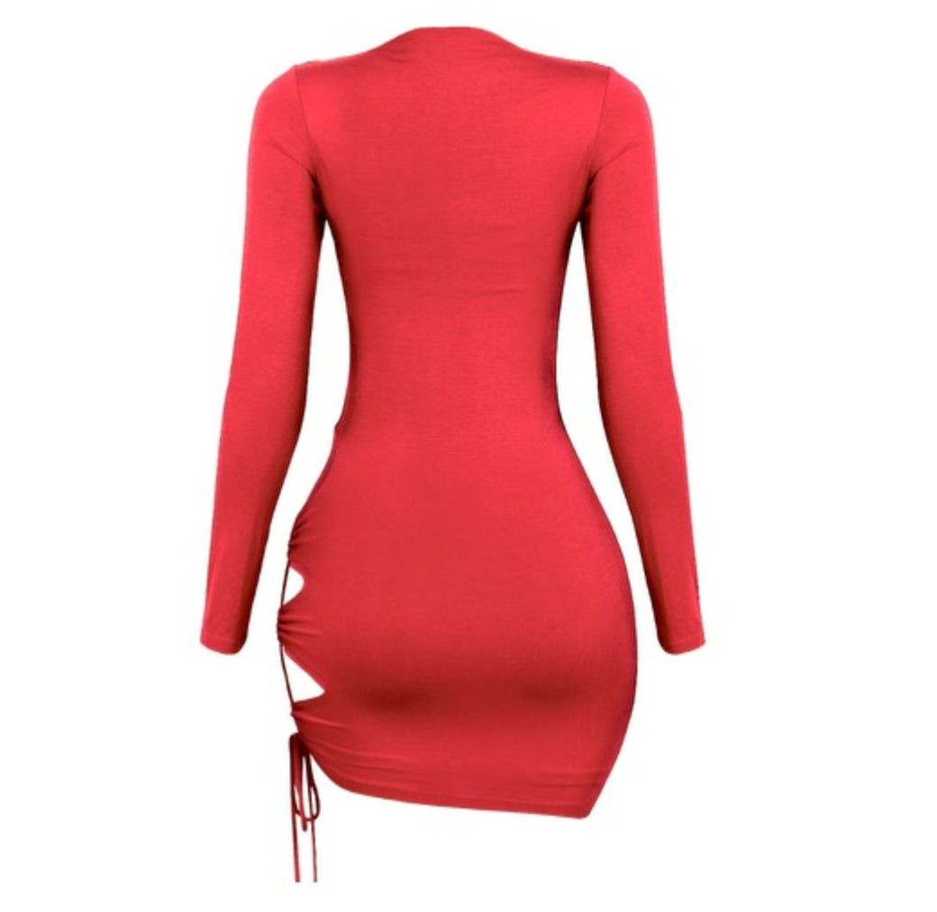-LONG SLEEVE -MOCK NECK -SIDE CUTOUTS -SIDE TELF TIES -ASYMETRICAL HEM -DOUBLE LAYERED -STRETCHY