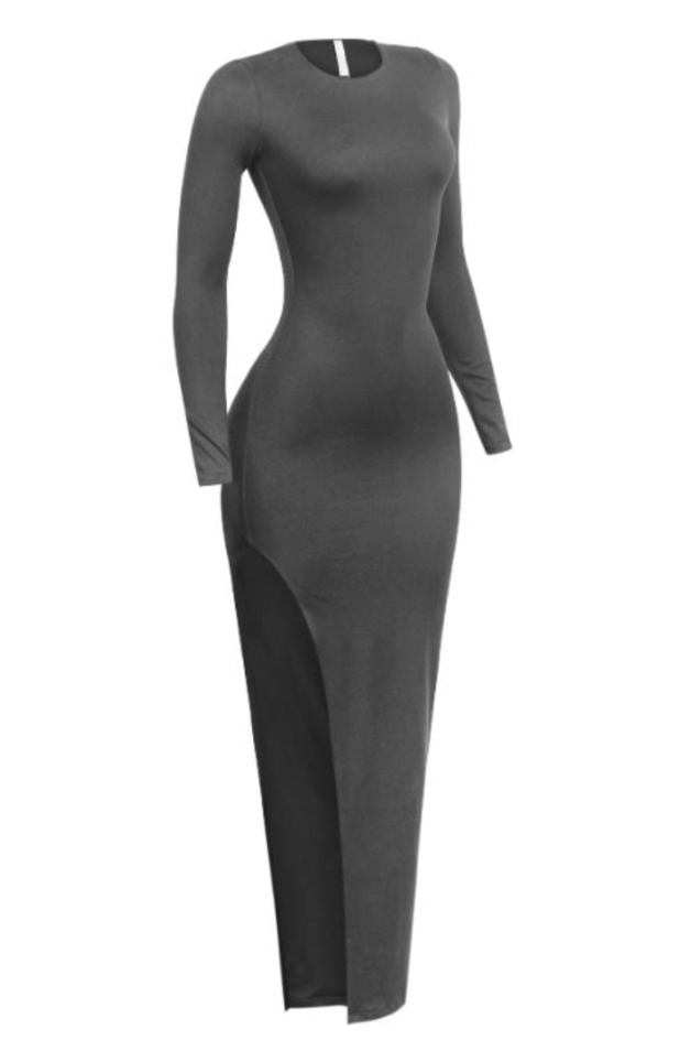 Dahlia Long Sleeve Maxi Dress with Side Slit