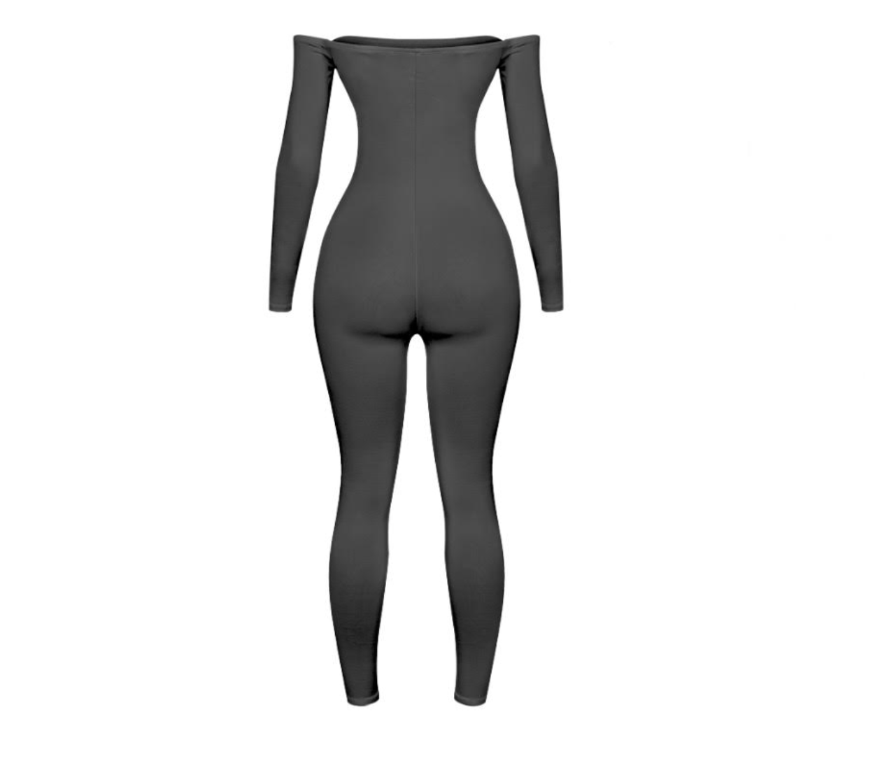 An off-the-shoulder jumpsuit that is made with made with quality material that is soft. This jumpsuit is made with breathable material that adjusts to the temperature.  Stretchy Made in the US Double-layered 96% Polyester, 4% Spandex