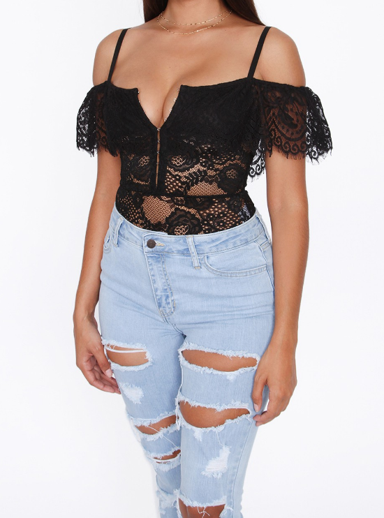 Off the Shoulder Lace Bodysuit