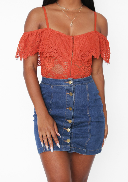 Off the Shoulder Lace Bodysuit